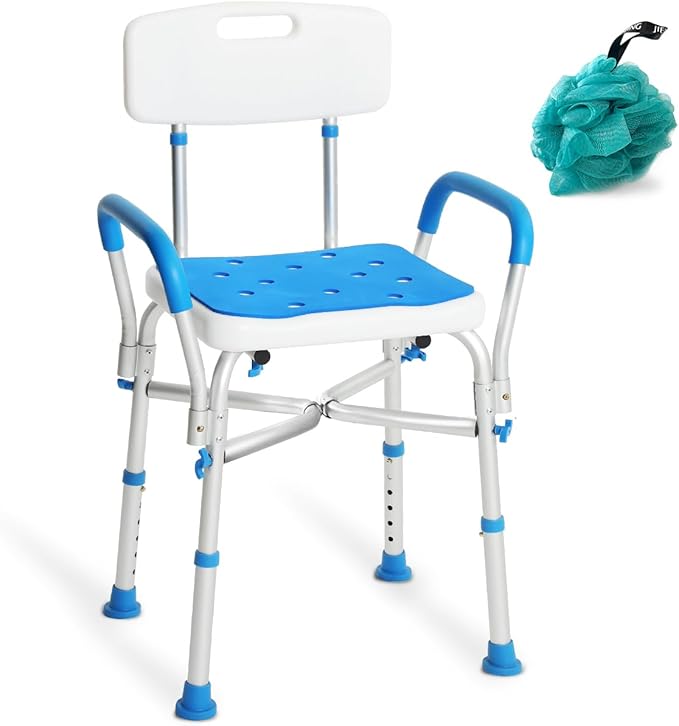 500lb Heavy Duty Shower Chair with Arms and Back,