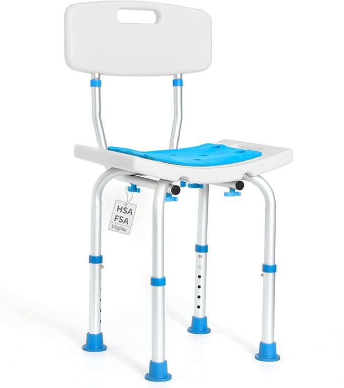 Adjustable Shower Chair with Back, HSA/FSA